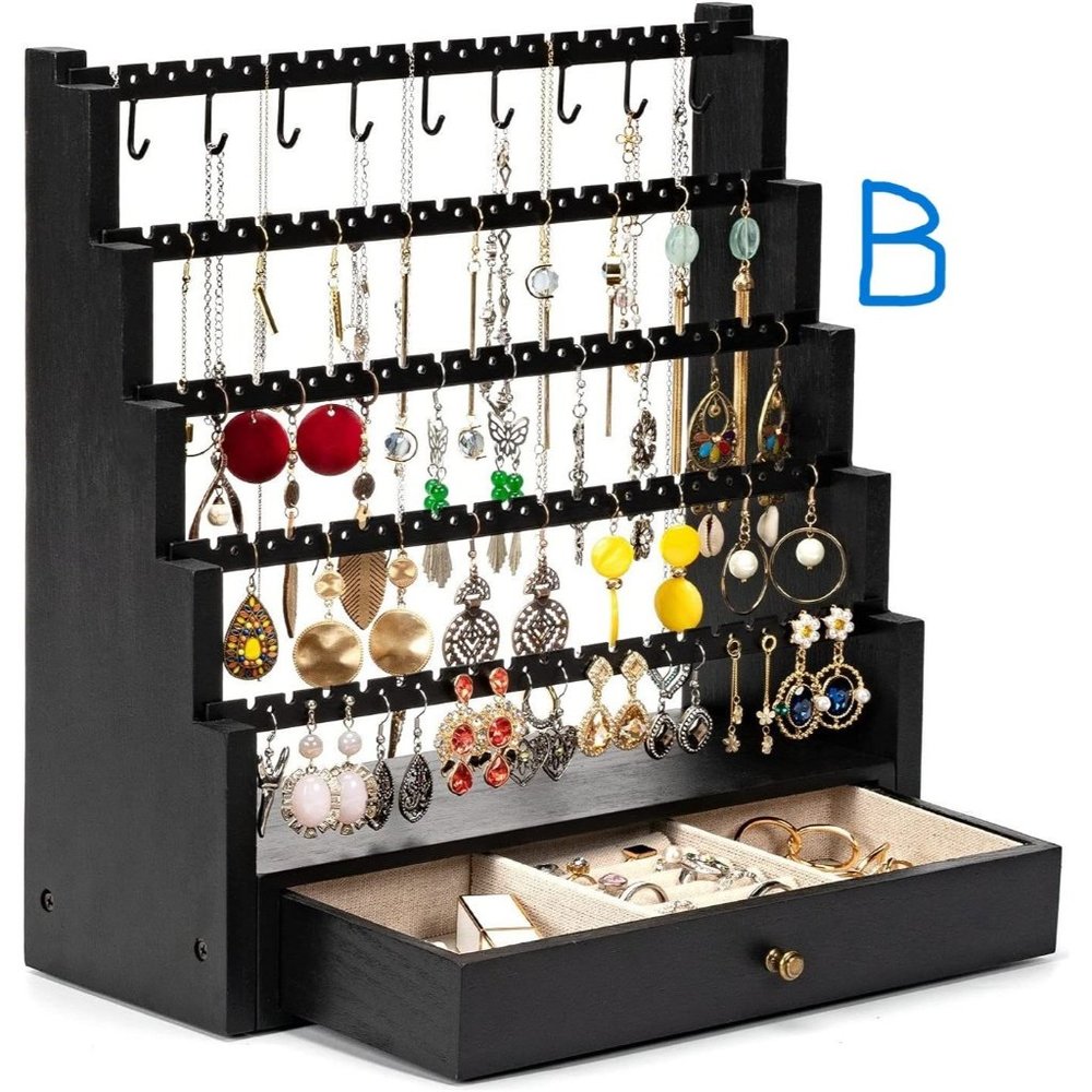 New Earring Organizer, 5 Layer Earring Holder Organizer with Metal Neckl… - Picture 5 of 8